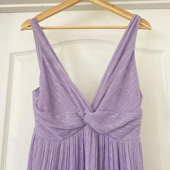 Sabina Musayev Pacific Purple Metallic Maxi Gown Tiered Size Medium Dress Read* - Picture 3 of 7